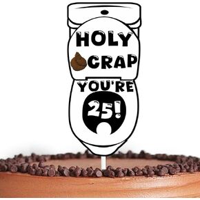 Black Glitter Toilet Poop Cake Topper Cheer to Funny Holy Crap You’re 50! Theme Decor Supplies Men Women Happy 50th Birthday Party Decorations