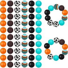 60pcs مزيج لون البقر السيليكون البؤري حبات 15 ملم جولة السيليكون حبات DIY الحرف DIY