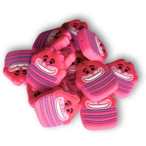 Alice in Wonderland Cheshire Cat Silicone Bead Bead 12 PK حبات شخصية للشماعات الطازجة ، بكرات شارة Toppers بالجملة