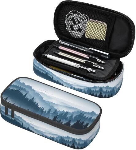Misty Forest Large Pencil Case, Pencil Pouch With Zipper Compartments Stationery Pencil Bag For Kids Teens Students School Supplies in Kuwait