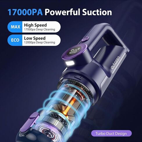 Handheld Vacuum Cordless 17KPa Powerful Suction, Portable 4-in-1 Car Vacuum with LED Display&Light, 2H Fast Charge, Multi-Nozzles for Car Interior Home Cleaning in Kuwait