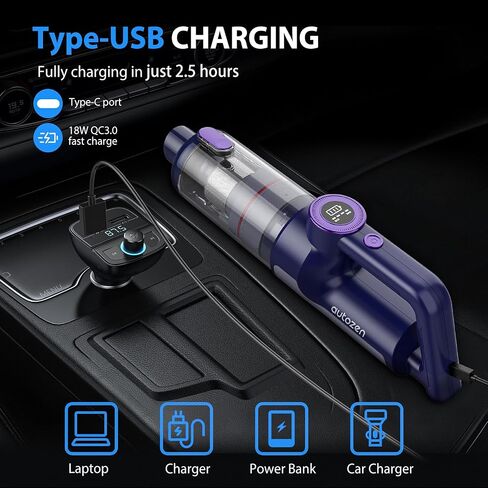 Handheld Vacuum Cordless 17KPa Powerful Suction, Portable 4-in-1 Car Vacuum with LED Display&Light, 2H Fast Charge, Multi-Nozzles for Car Interior Home Cleaning in Kuwait
