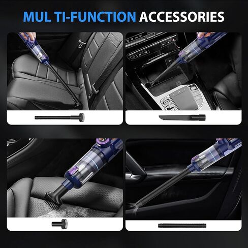 Handheld Vacuum Cordless 17KPa Powerful Suction, Portable 4-in-1 Car Vacuum with LED Display&Light, 2H Fast Charge, Multi-Nozzles for Car Interior Home Cleaning in Kuwait