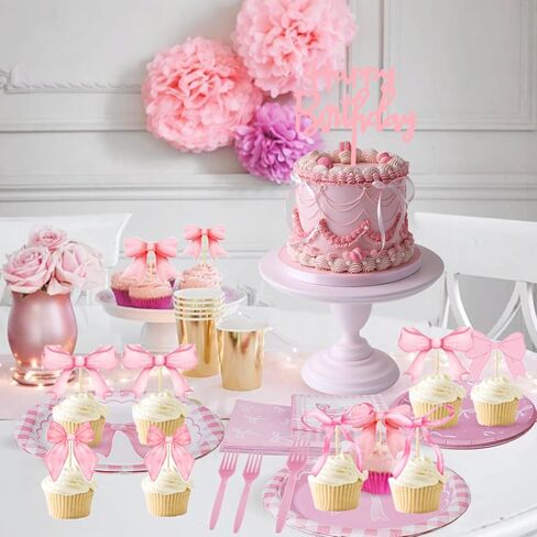 78pcs زخارف عيد ميلاد Coquette مع لوحات القوس الوردي مناديل ومسارات كب كيك لموضوع القوس coquett in Kuwait
