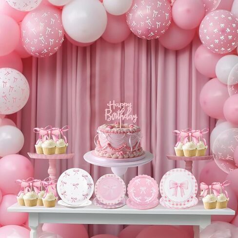 78pcs زخارف عيد ميلاد Coquette مع لوحات القوس الوردي مناديل ومسارات كب كيك لموضوع القوس coquett in Kuwait