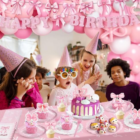 78pcs زخارف عيد ميلاد Coquette مع لوحات القوس الوردي مناديل ومسارات كب كيك لموضوع القوس coquett in Kuwait
