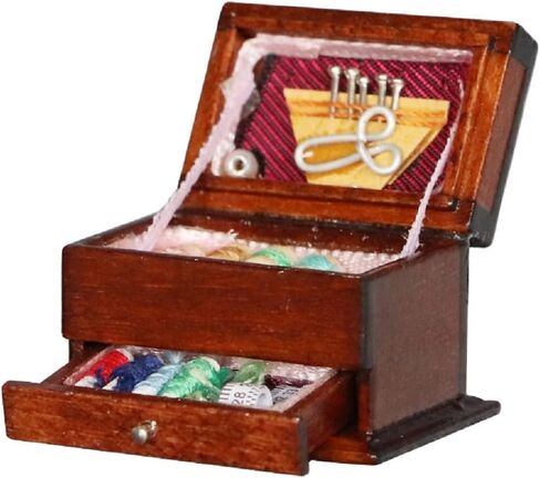 Cutemini Dollhouse Accessories Miniature Sewing Tool Kit 1:12 Sewing Room Accessories Sewing Basket Simulation Model Dollhouse Decorations (C) in Kuwait