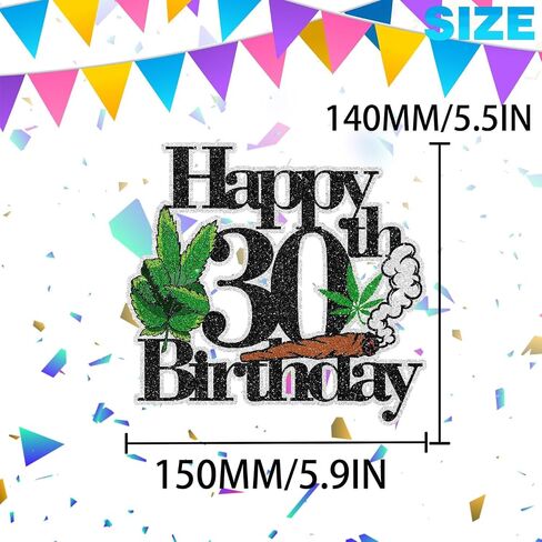 Happy 30th Birthday Cake Topper Cool Green Plant Leaves - Natural Plant Grass Jungle Theme Birthday Party Decoration. LIANGSS in Saudi Arabia