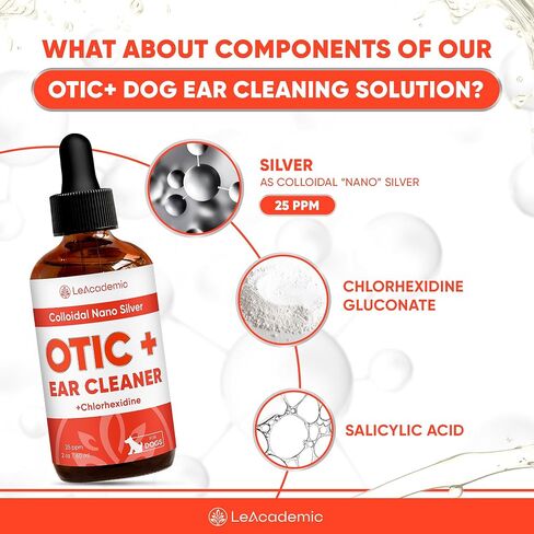 Cat Ear Cleaner | Cat Ear Infection Treatment | OTIC+ Silver Cleaner and Chlorhexidine Wash | Great Solution for Kitties Otic Itching, Irritation & Wounds | 2 Oz in Saudi Arabia
