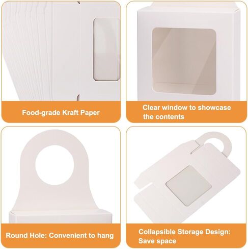 Wine Bottle Box with Window, Foldable Wine Bottle Gift Boxes with Paper Stickers for Hanging Gift Decoration (White) in Saudi Arabia