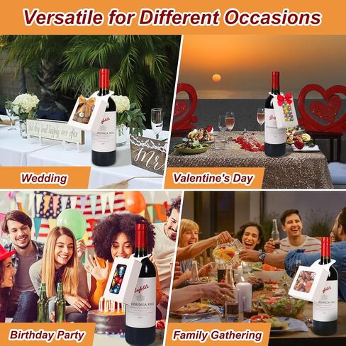 Wine Bottle Box with Window, Foldable Wine Bottle Gift Boxes with Paper Stickers for Hanging Gift Decoration (White) in Saudi Arabia