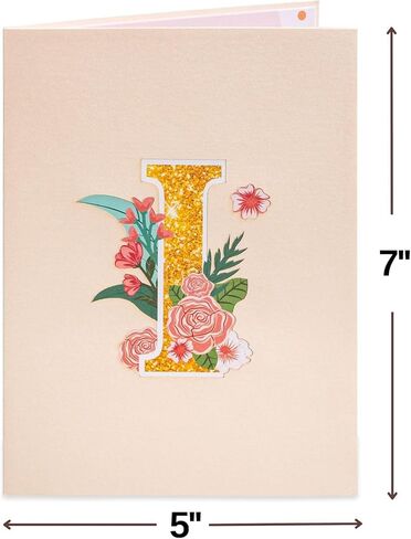 Love You Mom Pop Up Card, Flower, Heart Shaped Symbol, Gift For Birthday, Mothers Day, Anniversary, Valentines Day, Mom, Godmother, Mother in Law, 5x7 - Includes Envelope And Message Note（Golden） in Kuwait