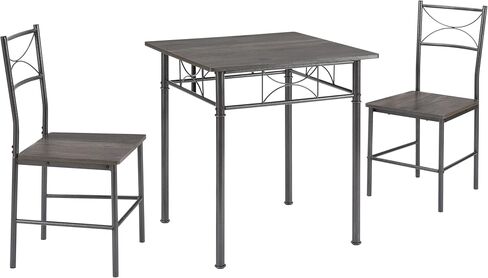 JOIN IRON 3-Piece Kitchen Dining Room Table Set for Small Spaces，Iron Wood Square Table with 2 Chairs for Kitchen Dining Room Furniture in Saudi Arabia