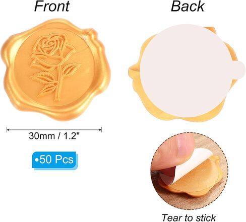 PATIKIL Rose Wax Seal Stickers, 50 Pack Flower Embossed Self Adhesive Sticker for Envelope Letter Wedding Invitation Card Birthday Party Gift, Pink in Saudi Arabia