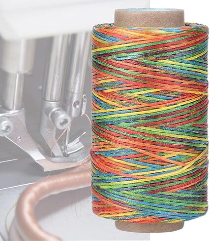 Hand Stitching Cord, 150D/1mm Polyester Flat Waxed Cord 820.2ft Leather Sewing Waxed Thread Handmade Flat Sewing Stitching Cord for Leather Projects(Colorful) in Saudi Arabia