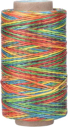 Hand Stitching Cord, 150D/1mm Polyester Flat Waxed Cord 820.2ft Leather Sewing Waxed Thread Handmade Flat Sewing Stitching Cord for Leather Projects(Colorful) in Saudi Arabia