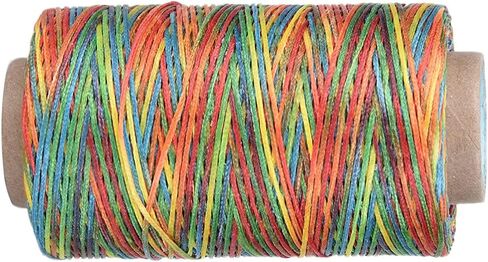 Hand Stitching Cord, 150D/1mm Polyester Flat Waxed Cord 820.2ft Leather Sewing Waxed Thread Handmade Flat Sewing Stitching Cord for Leather Projects(Colorful) in Saudi Arabia