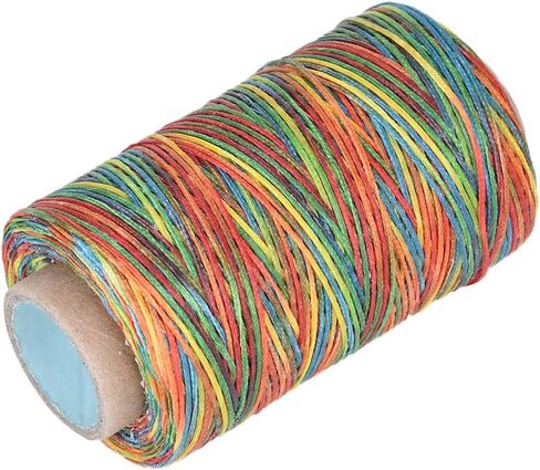 Hand Stitching Cord, 150D/1mm Polyester Flat Waxed Cord 820.2ft Leather Sewing Waxed Thread Handmade Flat Sewing Stitching Cord for Leather Projects(Colorful) in Saudi Arabia
