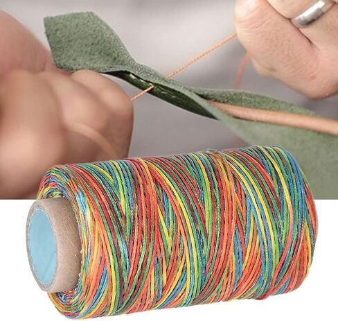 Hand Stitching Cord, 150D/1mm Polyester Flat Waxed Cord 820.2ft Leather Sewing Waxed Thread Handmade Flat Sewing Stitching Cord for Leather Projects(Colorful) in Saudi Arabia