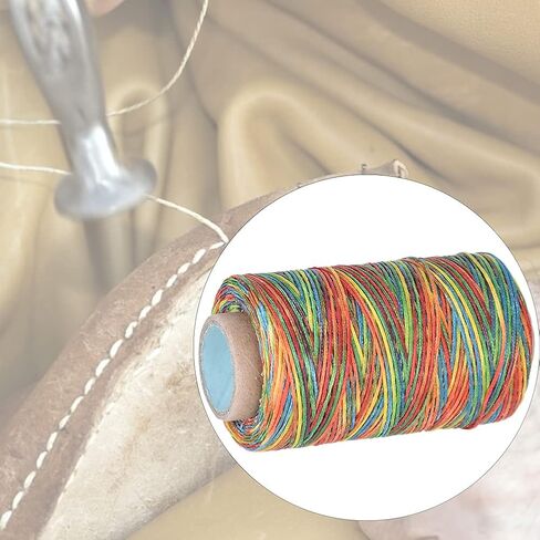 Hand Stitching Cord, 150D/1mm Polyester Flat Waxed Cord 820.2ft Leather Sewing Waxed Thread Handmade Flat Sewing Stitching Cord for Leather Projects(Colorful) in Saudi Arabia