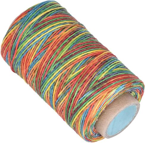 Hand Stitching Cord, 150D/1mm Polyester Flat Waxed Cord 820.2ft Leather Sewing Waxed Thread Handmade Flat Sewing Stitching Cord for Leather Projects(Colorful) in Saudi Arabia