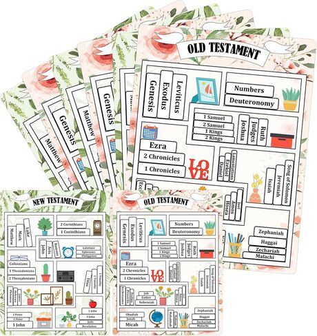 12 Pack Books of The Bible Stickers 6.6 x 4.8 Inch Old and New Testament Book Reading Shelf Sticker Christian Tracker Dashboard Labels for Women Man Study Supplies (Plant) in Saudi Arabia