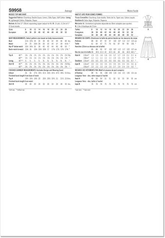 Simplicity SS9958K5 Misses' Fitted Top and Skirt Sewing Pattern Packet, Design Code S9958, Sizes 8-10-12-14-16, Multicolor in Saudi Arabia
