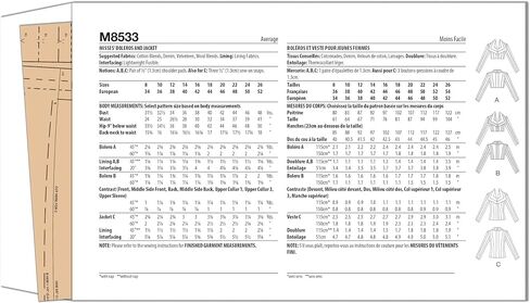 McCall's M8533K5 Misses' Boleros and Jacket Sewing Pattern Packet, Design Code M8533, Sizes 8-10-12-14-16 in Saudi Arabia