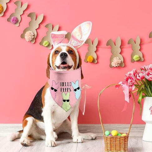 Easter Dog Bandanas, Reversible Shake Your Cotton Tail Dog Kerchief Happy Easter Day Pet Scarfs 2 Pack (06) in Kuwait