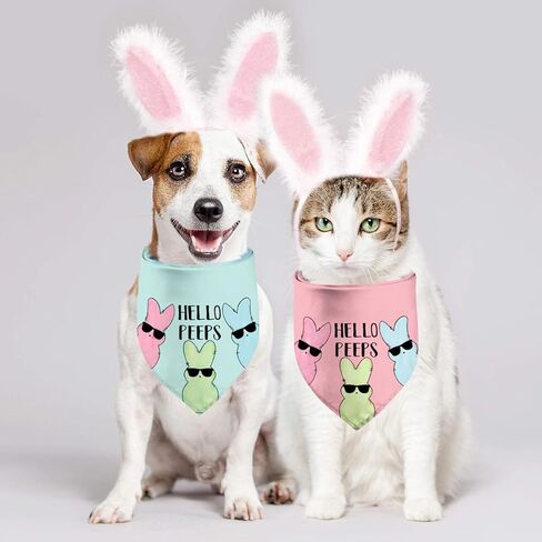 Easter Dog Bandanas, Reversible Shake Your Cotton Tail Dog Kerchief Happy Easter Day Pet Scarfs 2 Pack (06) in Kuwait