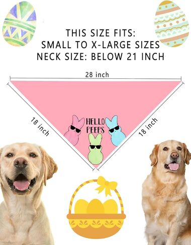 Easter Dog Bandanas, Reversible Shake Your Cotton Tail Dog Kerchief Happy Easter Day Pet Scarfs 2 Pack (06) in Kuwait