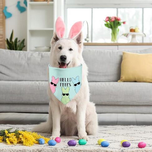Easter Dog Bandanas, Reversible Shake Your Cotton Tail Dog Kerchief Happy Easter Day Pet Scarfs 2 Pack (06) in Kuwait