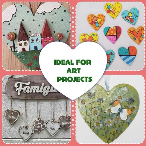 20 Pcs Wooden Hearts for Crafts 4 inch Unfinished Wood Hearts 0.1'' Thickness Heart Shaped Wood Sheets Unfinished Wood Ornaments for Wedding DIY Crafts Painting Burning Engraving Carving Coasters in Saudi Arabia