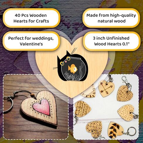 20 Pcs Wooden Hearts for Crafts 4 inch Unfinished Wood Hearts 0.1'' Thickness Heart Shaped Wood Sheets Unfinished Wood Ornaments for Wedding DIY Crafts Painting Burning Engraving Carving Coasters in Saudi Arabia