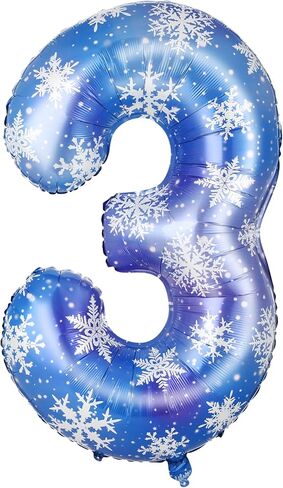 40 Inch Blue Snowflake Balloon Number Birthday Balloons Decorations for Girls Birthday Snowflake Themed Party Supplies Winter Party Decorations(Number 4) in Saudi Arabia