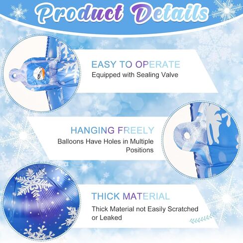 40 Inch Blue Snowflake Balloon Number Birthday Balloons Decorations for Girls Birthday Snowflake Themed Party Supplies Winter Party Decorations(Number 4) in Saudi Arabia