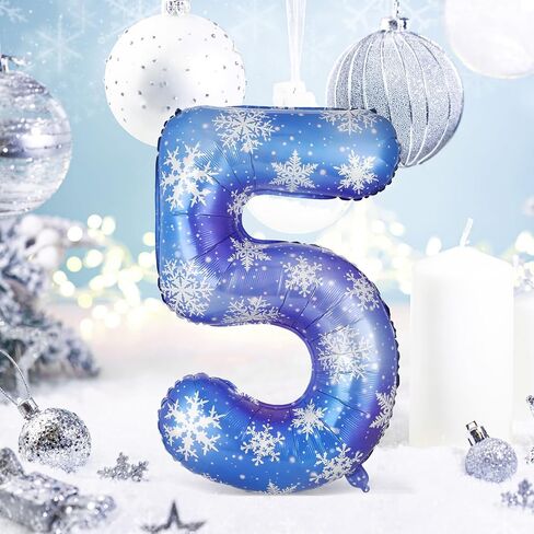 40 بوصة زرقاء الثلج البالون رقم عيد ميلاد البالونات ديكورات للفتيات عيد ميلاد ندفة الثلج تحت عنوان الحفلات لوازم الشتاء الحفلات (رقم 3) in Kuwait