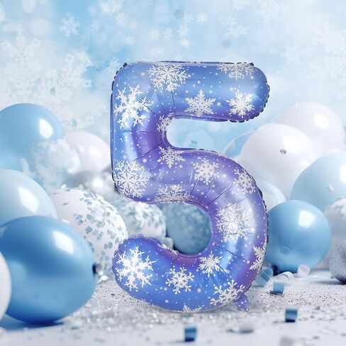 40 بوصة زرقاء الثلج البالون رقم عيد ميلاد البالونات ديكورات للفتيات عيد ميلاد ندفة الثلج تحت عنوان الحفلات لوازم الشتاء الحفلات (رقم 3) in Kuwait
