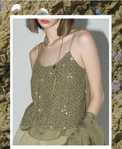 2 Balls Sequin Sparkle Cotton Yarn, Metallic Lurex Sequin Thread Accessories Knit it in Yarn for Knitting and Crocheting 100g (Beige, L) in Saudi Arabia