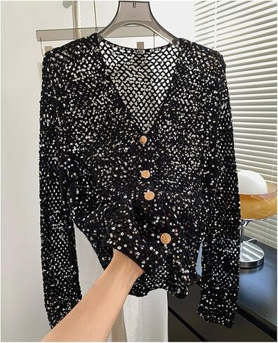 2 Balls Sequin Sparkle Cotton Yarn, Metallic Lurex Sequin Thread Accessories Knit it in Yarn for Knitting and Crocheting 100g (Beige, L) in Saudi Arabia
