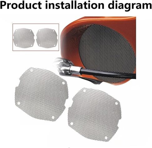 Replacement Front Mesh Speaker Grill Cover Panels Fits for 1996-2013 Harley Davidson Touring, Electra Glide, Street Glide, Ultra Limited And Tri Glides Models (Black) in Saudi Arabia