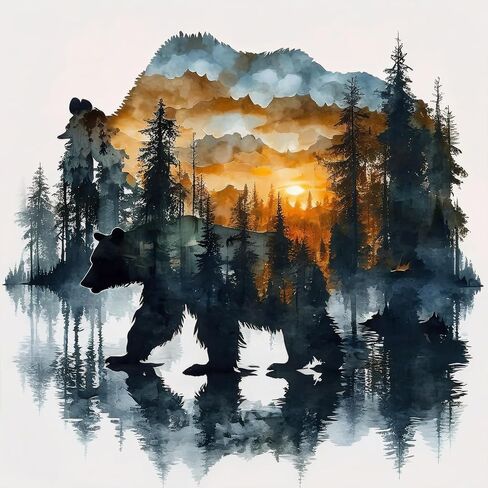 Forest Bear Diamond Art Kits for Adults, Twilight DIY Diamond Painting Kits for Adults Beginners, 5D Full Drill Diamond Dots with Diamond Gem Art and Crafts for Home Wall Decor 13.78 x 13.78 inch in Saudi Arabia