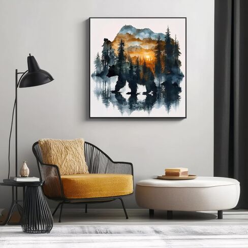 Forest Bear Diamond Art Kits for Adults, Twilight DIY Diamond Painting Kits for Adults Beginners, 5D Full Drill Diamond Dots with Diamond Gem Art and Crafts for Home Wall Decor 13.78 x 13.78 inch in Saudi Arabia