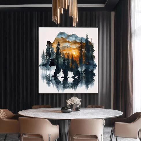 Forest Bear Diamond Art Kits for Adults, Twilight DIY Diamond Painting Kits for Adults Beginners, 5D Full Drill Diamond Dots with Diamond Gem Art and Crafts for Home Wall Decor 13.78 x 13.78 inch in Saudi Arabia