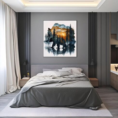 Forest Bear Diamond Art Kits for Adults, Twilight DIY Diamond Painting Kits for Adults Beginners, 5D Full Drill Diamond Dots with Diamond Gem Art and Crafts for Home Wall Decor 13.78 x 13.78 inch in Saudi Arabia