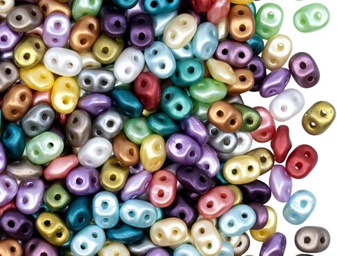 Multicolor 2.1oz (60g) Czech Glass SuperDuo Beads - 2.5x5mm Pastel Mix Duo Beads for Jewelry Making, 2-Hole Glass Seed Beads, SuperDuo Beads Assortment in Saudi Arabia