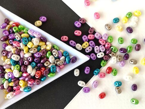 Multicolor 2.1oz (60g) Czech Glass SuperDuo Beads - 2.5x5mm Pastel Mix Duo Beads for Jewelry Making, 2-Hole Glass Seed Beads, SuperDuo Beads Assortment in Saudi Arabia