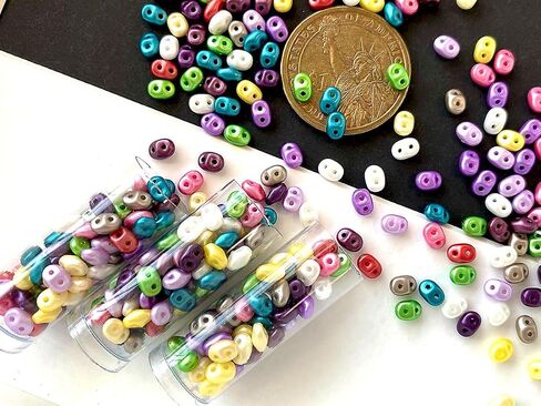 Multicolor 2.1oz (60g) Czech Glass SuperDuo Beads - 2.5x5mm Pastel Mix Duo Beads for Jewelry Making, 2-Hole Glass Seed Beads, SuperDuo Beads Assortment in Saudi Arabia