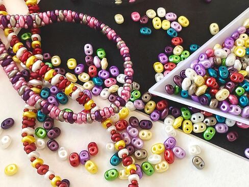 Multicolor 2.1oz (60g) Czech Glass SuperDuo Beads - 2.5x5mm Pastel Mix Duo Beads for Jewelry Making, 2-Hole Glass Seed Beads, SuperDuo Beads Assortment in Saudi Arabia
