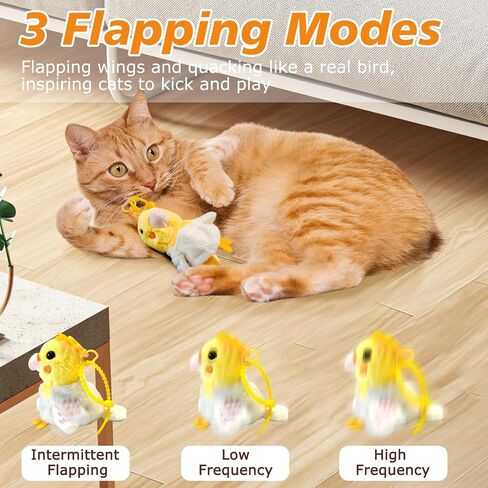 Interactive Flapping Cat Toys, Chirping Bird Cat Toy for Indoor Cats Self Play, Touch Activated Flying Bird Parrot Kitten Toys for Indoor Cats Hunting and Kicker (Red) in Saudi Arabia